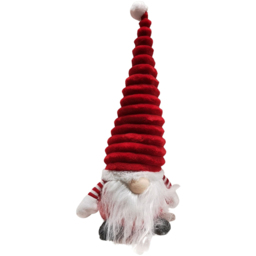 Samuel Alexander Red Grooved Hat Plush Sitting Gonk Christmas Decoration 40cm - Size: 40 x 29 x 15cm - Grey - Wilko - thumbnail 1