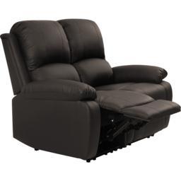 Brooklyn 2 Seater Brown Bonded Leather Manual Recliner Sofa - Wilko - thumbnail 3