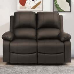Brooklyn 2 Seater Brown Bonded Leather Manual Recliner Sofa - Wilko