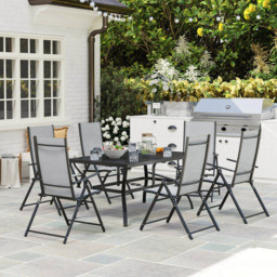 Outsunny 6 Seater Garden Dining Set Grey - Wilko - thumbnail 4