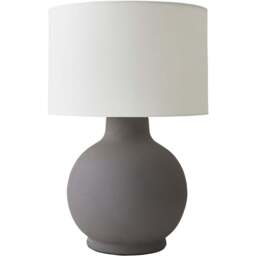 ValueLights Blair Natural Linen Shade Grey Stone Hand Finished Ceramic LED Table Lamp - Size: 51 x 35 x 35cm - Wilko