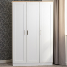 Seconique Portland 3 Door White and Oak Effect Wardrobe - Wilko - thumbnail 1
