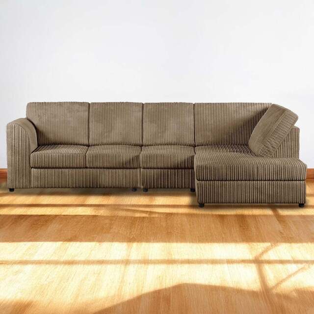 Luxor 4 Seater Coffee Jumbo Cord Right Hand Facing Full Back L Shaped Corner Sofa Set - Cream - Wilko - image 1