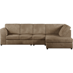 Luxor 4 Seater Coffee Jumbo Cord Right Hand Facing Full Back L Shaped Corner Sofa Set - Cream - Wilko - thumbnail 3