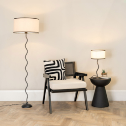 ValueLights Wiggle Drum Black Edge Shade Black Metal LED Floor Lamp - Wilko - thumbnail 4