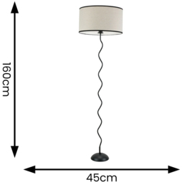 ValueLights Wiggle Drum Black Edge Shade Black Metal LED Floor Lamp - Wilko - thumbnail 7