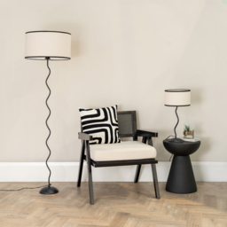 ValueLights Wiggle Drum Black Edge Shade Black Metal LED Floor Lamp - Wilko - thumbnail 5