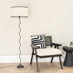 ValueLights Wiggle Drum Black Edge Shade Black Metal LED Floor Lamp - Wilko - thumbnail 6