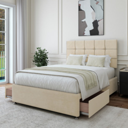 Bedmaster Single Cream Naples Velvet 2 Drawer Divan Base with Pearl Headboard - Wilko - thumbnail 4