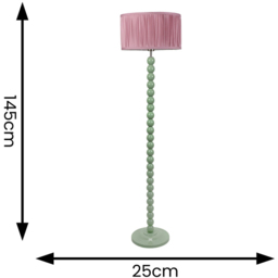 ValueLights Bobbins Ruched Pleated Blush Pink Drum Shade Sage Green LED Floor Lamp - Wilko - thumbnail 7