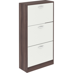 Vida Designs Walnut and White 3 Drawer Shoe Cabinet - Size: W80 × H93 × L40 cm - Multi - Wilko - thumbnail 3
