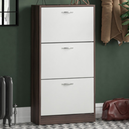VIDA DESIGNS Walnut and White 3 Drawer Shoe Cabinet - Size: W80 × H93 × L40 cm - Multi - Wilko