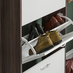 Vida Designs Walnut and White 3 Drawer Shoe Cabinet - Size: W80 × H93 × L40 cm - Multi - Wilko - thumbnail 5