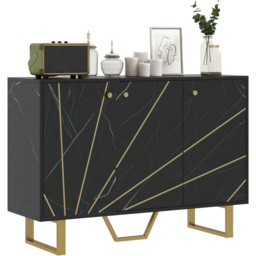 Portland 3 Door Black and Gold Tone Marble Texture Sideboard - Size: 18.5 x 43 x 122cm - Wilko - thumbnail 3