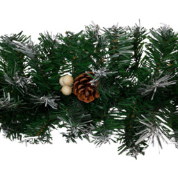 Samuel Alexander Snow Tip Christmas Pine Garland with White Berries and Cones 270cm - Size: 9ft - Green - Premier Decorations Ltd - Wilko