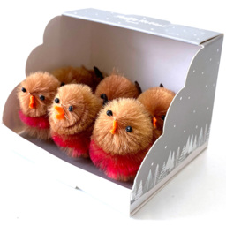 Pack of 6 Fluffy Robins - Size: 8 x 6 x 7 cm - Wilko - thumbnail 4