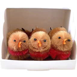 Pack of 6 Fluffy Robins - Size: 8 x 6 x 7 cm - Wilko - thumbnail 1