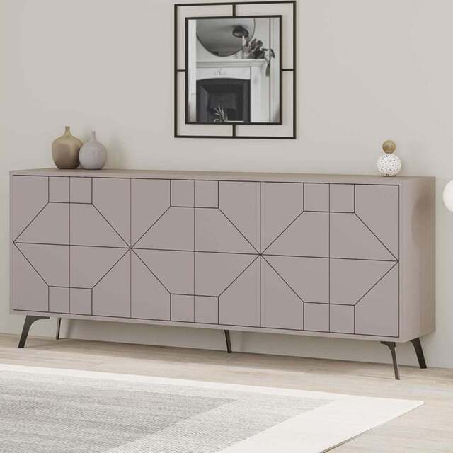 Decortie Dune 6 Door Mocha Grey Console Table - Size: 77.4 x 183.8 x 35cm - Wilko - image 1
