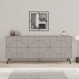 Decortie Dune 6 Door Mocha Grey Console Table - Size: 77.4 x 183.8 x 35cm - Wilko - thumbnail 5