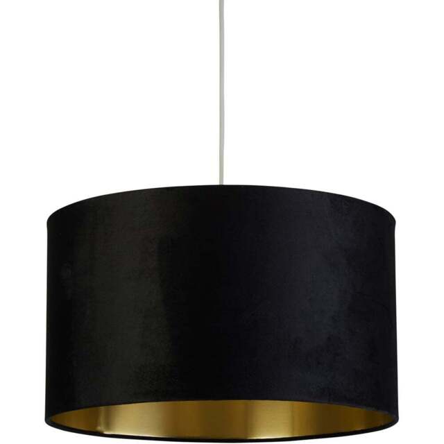 Lighting Collection Black Brushed Golden Inner Velvet Drum Shade 45cm - Size: 26 x 45 x 45cm - Wilko - image 1