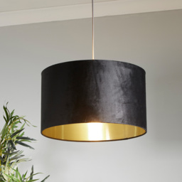 Lighting Collection Black Brushed Golden Inner Velvet Drum Shade 45cm - Size: 26 x 45 x 45cm - Wilko - thumbnail 3