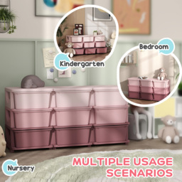 HOMCOM 9 Drawer Pink Kids Chest of Drawers - Size: 9 Drawers - Wilko - thumbnail 6