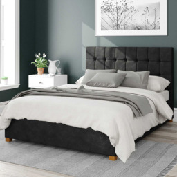 Aspire Sinatra Small Double Charcoal Kimiyo Linen Ottoman Bed - Grey - Aspire Beds - Wilko