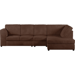 Luxor 4 Seater Chocolate Jumbo Cord Right Hand Facing Full Back L Shaped Corner Sofa Set - Brown - Wilko - thumbnail 3