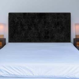 Bedmaster Super King Black Naples Velvet Lona Buttoned Headboard - Wilko