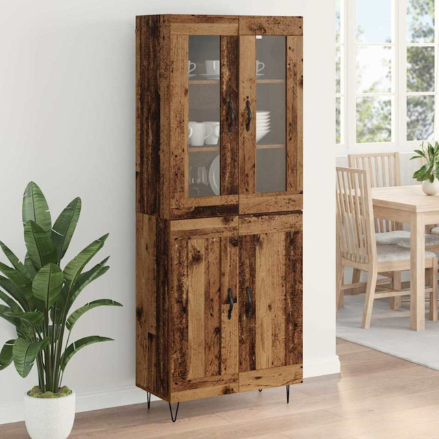 vidaXL 4 Door Old Wood Sideboard - Size: 90 x 69.5 x 34cm - Brown - Wilko - image 1