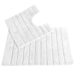 Allure Bath Fashions White Ribbed Bath Mat and Pedestal Mat Set 2 Piece - Size: 50 x 80cm - Wilko