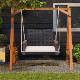 Costway Brown Rattan Garden Swing Chair - Size: 1 Seater - Wilko - thumbnail 5