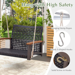Costway Brown Rattan Garden Swing Chair - Size: 1 Seater - Wilko - thumbnail 6