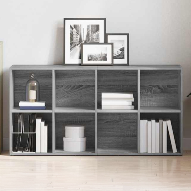 vidaXL 8 Shelf Grey Sonoma Bookcase - Size: 130 x 66 x 30cm - Wilko - image 1