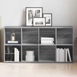 vidaXL 8 Shelf Grey Sonoma Bookcase - Size: 130 x 66 x 30cm - Wilko - thumbnail 1