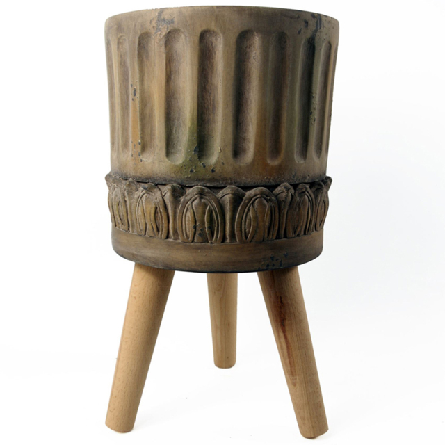 Leaf Zandi Natural Roman Composite Large Planter - Size: 40 x 21.5 x 21.5cm - Brown - Wilko - image 1