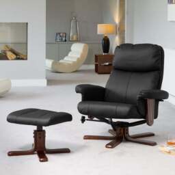 Artemis Home Woodacre Black Swivel Chair with Footstool - Size: Single - Wilko
