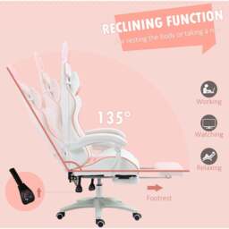 Portland Pink PU Leather Rabbit Ears Recliner Gaming Chair - Size: 65 x 63 x 142cm - Wilko - thumbnail 5