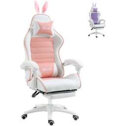 Portland Pink PU Leather Rabbit Ears Recliner Gaming Chair - Size: 65 x 63 x 142cm - Wilko - thumbnail 3