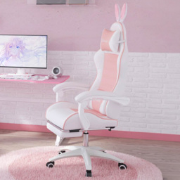 Portland Pink PU Leather Rabbit Ears Recliner Gaming Chair - Size: 65 x 63 x 142cm - Wilko