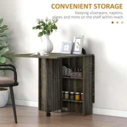 HOMCOM 6 Seater Dark Grey Drop Leaf Dining Table - Wilko - thumbnail 7