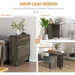 HOMCOM 6 Seater Dark Grey Drop Leaf Dining Table - Wilko - thumbnail 6