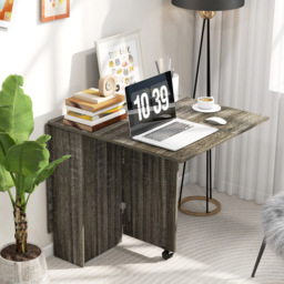 HOMCOM 6 Seater Dark Grey Drop Leaf Dining Table - Wilko - thumbnail 5