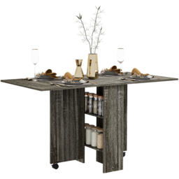 HOMCOM 6 Seater Dark Grey Drop Leaf Dining Table - Wilko - thumbnail 3