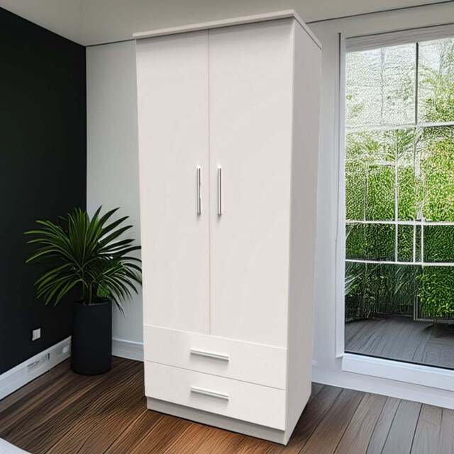 Crowndale Knightsbridge 2 Door 2 Drawer Kashmir Gloss Wardrobe Ready Assembled - Size: 2 Door, 2 Drawer - Kashmir Gloss & Kashmir - Wilko - image 1