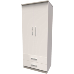 Crowndale Knightsbridge 2 Door 2 Drawer Kashmir Gloss Wardrobe Ready Assembled - Size: 2 Door, 2 Drawer - Kashmir Gloss & Kashmir - Wilko - thumbnail 4