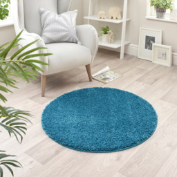 My Rug Teal Round Rug 100cm - Size: 100 x 100 x 2cm - Blue - Wilko - thumbnail 3