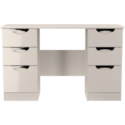 Crowndale Camden 6 Drawer Kashmir Gloss Kneehole Desk Ready Assembled - Size: 80 x 128 x 42cm - Kashmir Gloss & Kashmir - Wilko - thumbnail 3
