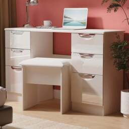 Crowndale Camden 6 Drawer Kashmir Gloss Kneehole Desk Ready Assembled - Size: 80 x 128 x 42cm - Kashmir Gloss & Kashmir - Wilko - thumbnail 1