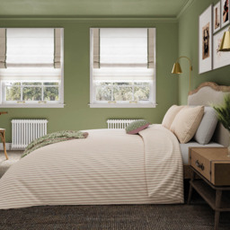 Helena Springfield Ticking Stripe King Size Green and Pink Duvet Set - Green / Pink - Wilko